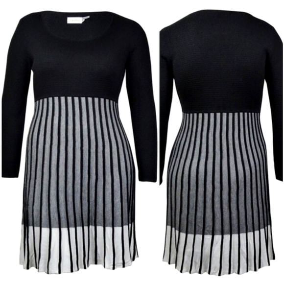Calvin Klein Dresses & Skirts - Calvin Klein, Knit, Colorblock, Pleated Bottom, Sweater Dress, Size 2X, NWOT